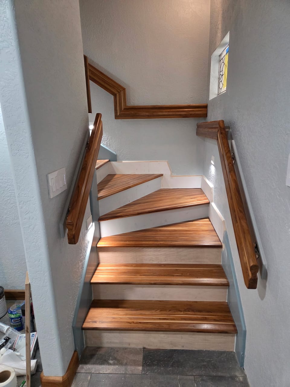 Winder Stair with Walnut Rails